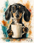 Coffee Before Walkies – Dachshund Art Print