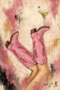 Cowgirl Cocktails – Pink Boots Art Print