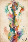Lost in the Music – Watercolour Guitar Art Print