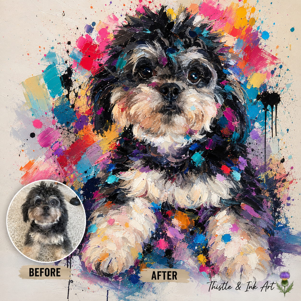 Colour Splash Pet Portrait – Personalised Digital Artwork