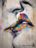 Unspoken – Colourful Abstract Lips Art Print